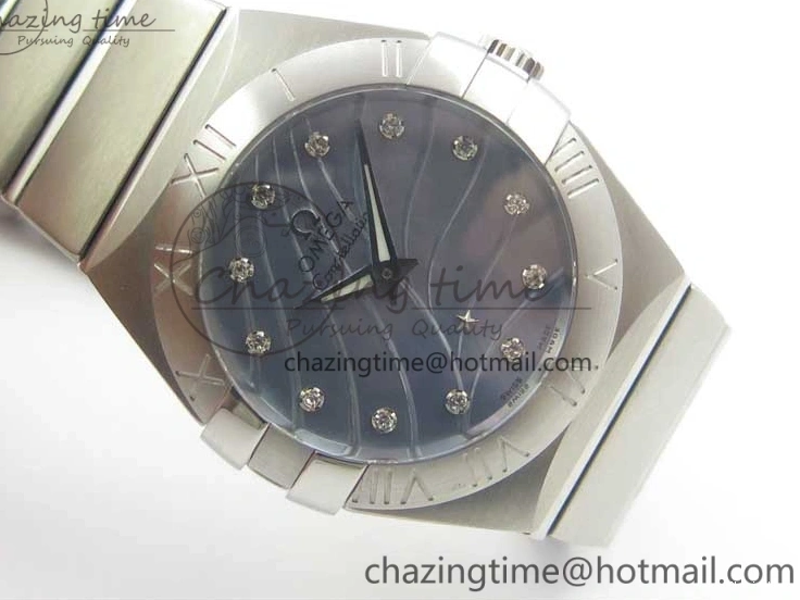 0402 Constellation Ladies 27mm ZF 1:1 Best Edition SS Blue MOP Dial on SS Bracelet ETA Quartz Youthful 7942